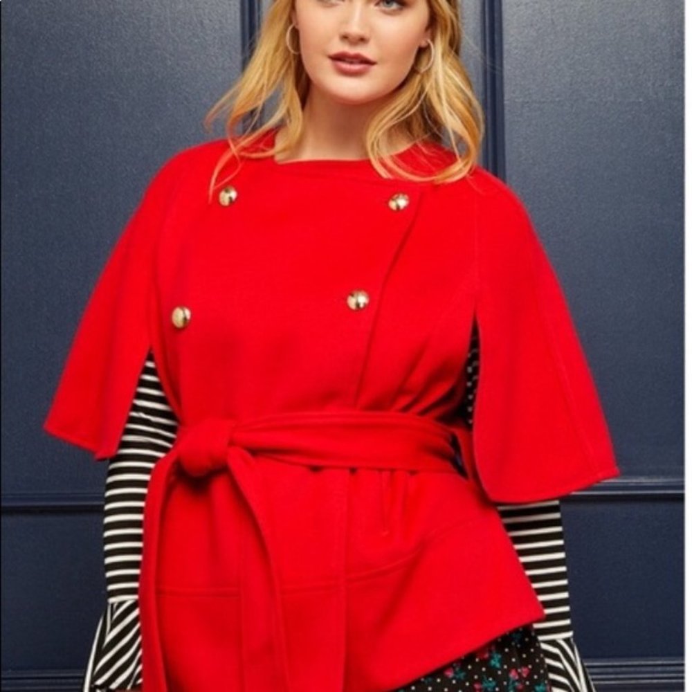 BEAUTIFUL Draper James x Eloquii Red Cape Coat